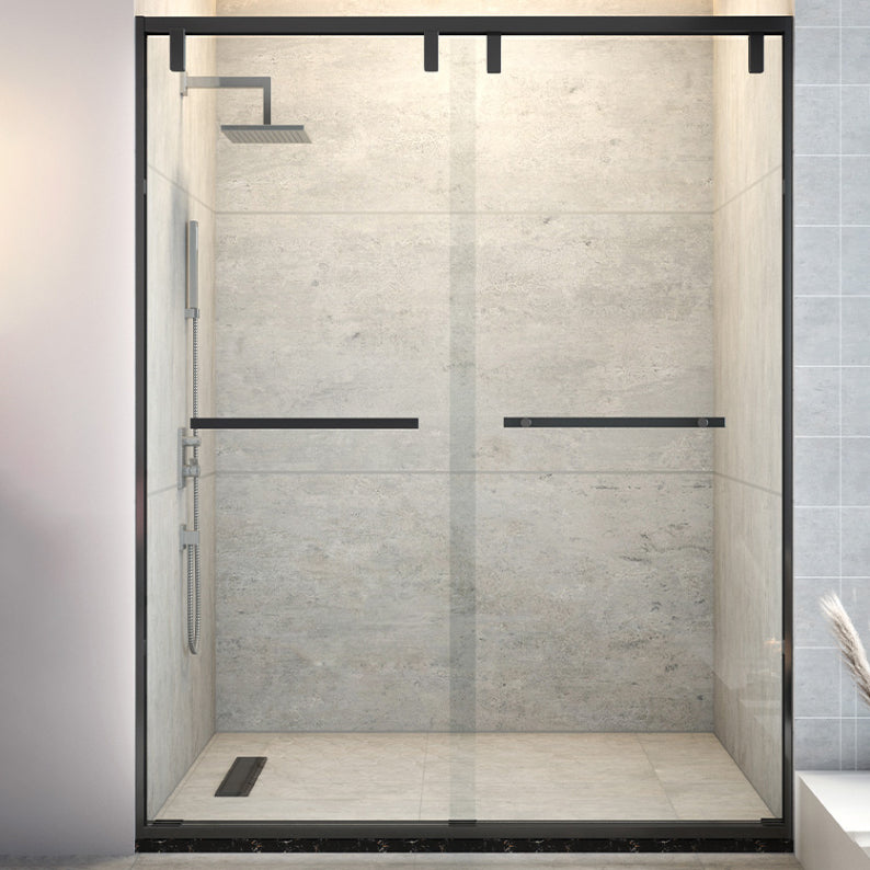 Double Sliding Semi Frameless Inline Tempered Glass Shower Door