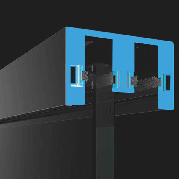 Double Sliding Semi Frameless Inline Tempered Glass Shower Door