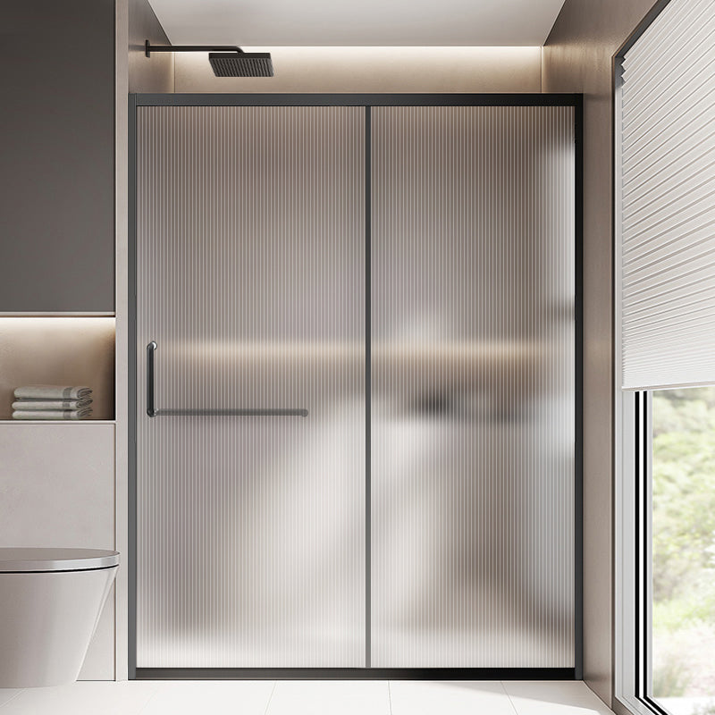 Matt Black Full Frame Single Sliding Door Shower Door, One-line Partition Bathroom Door