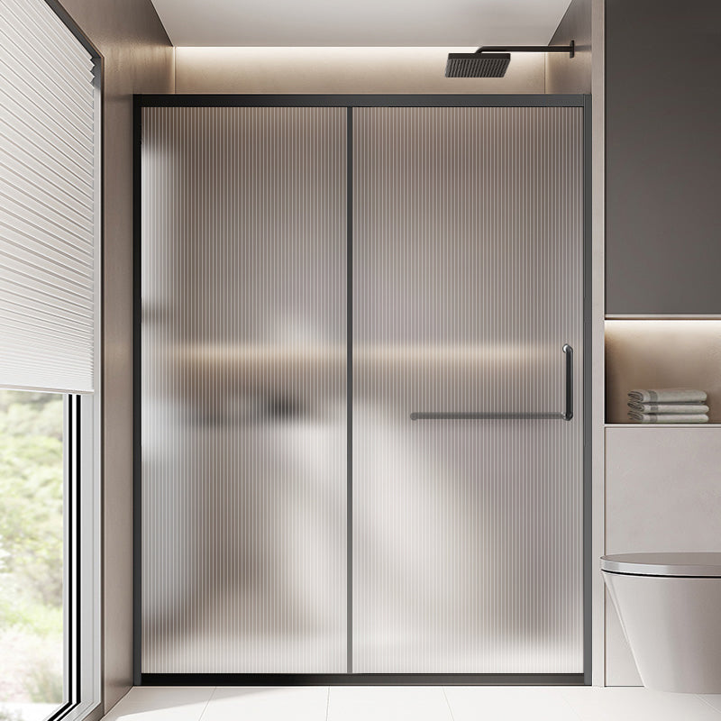 Matt Black Full Frame Single Sliding Door Shower Door, One-line Partition Bathroom Door