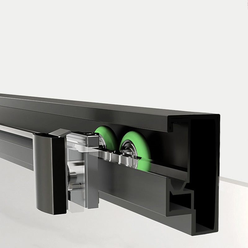 Matt Black Full Frame Single Sliding Door Shower Door, One-line Partition Bathroom Door