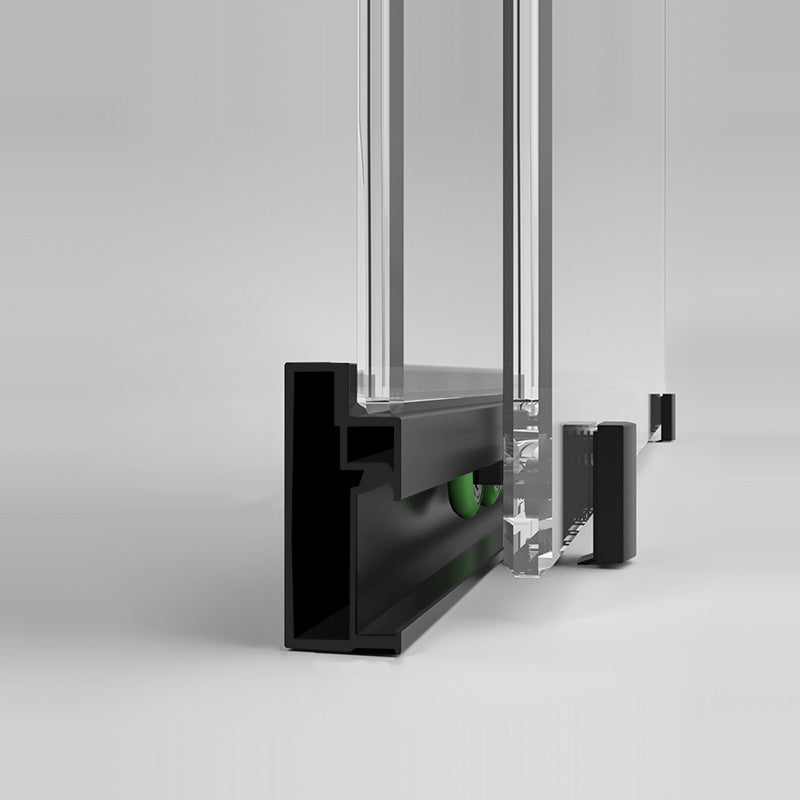 Matt Black Full Frame Single Sliding Door Shower Door, One-line Partition Bathroom Door