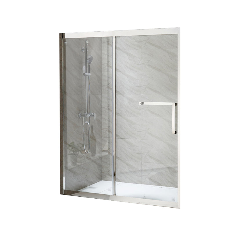 Silver Semi Frameless Single Move Tempered Glass Shower Door