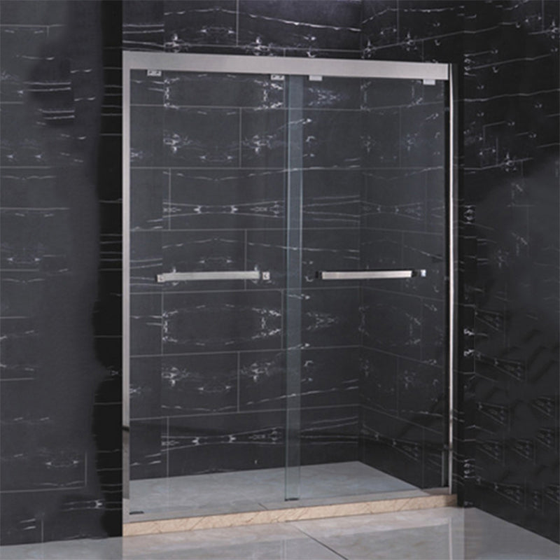 Tempered Glass Bathroom Door, Double Sliding Semi Frameless Shower Door