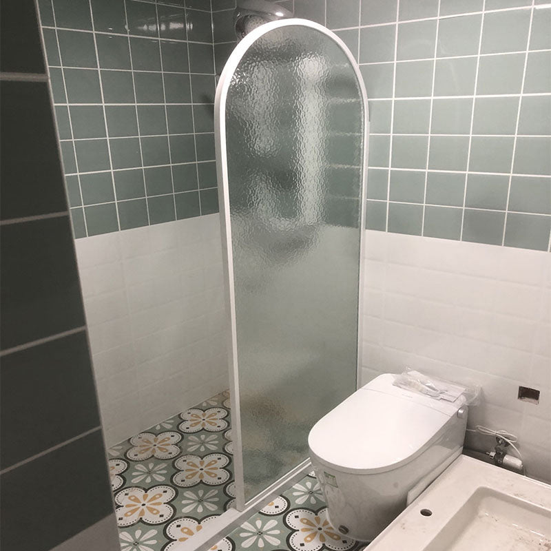 White Full Frame Single Fixed Panel, Half Partition Arched Waterproof Bathroom Screen