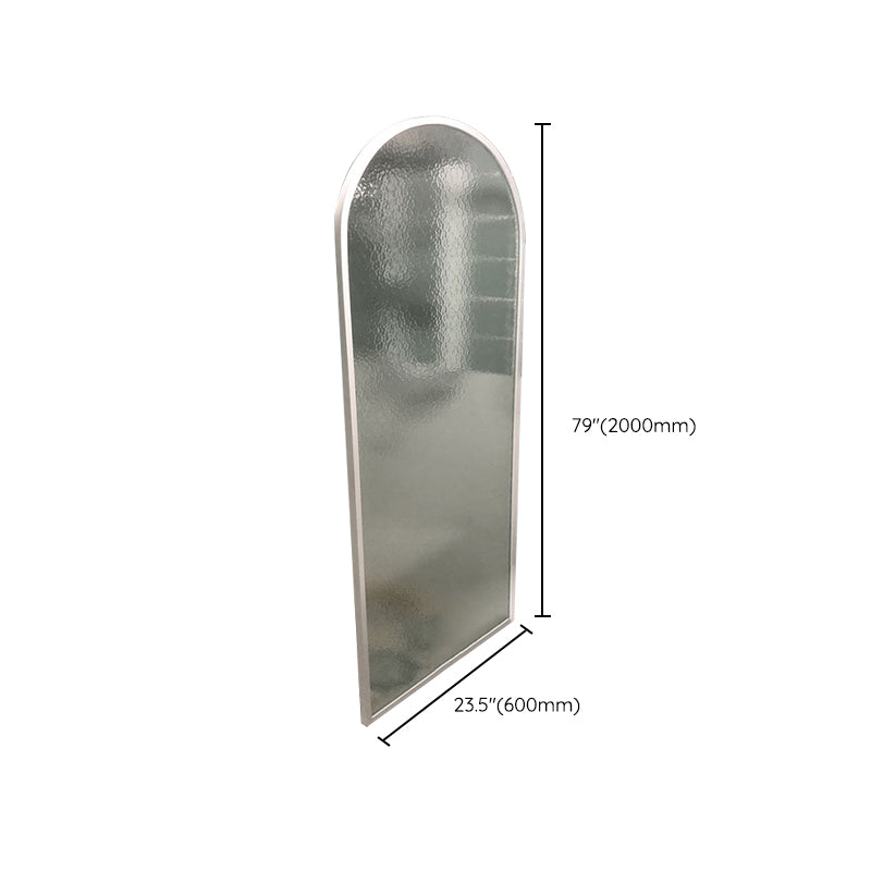 White Full Frame Single Fixed Panel, Half Partition Arched Waterproof Bathroom Screen