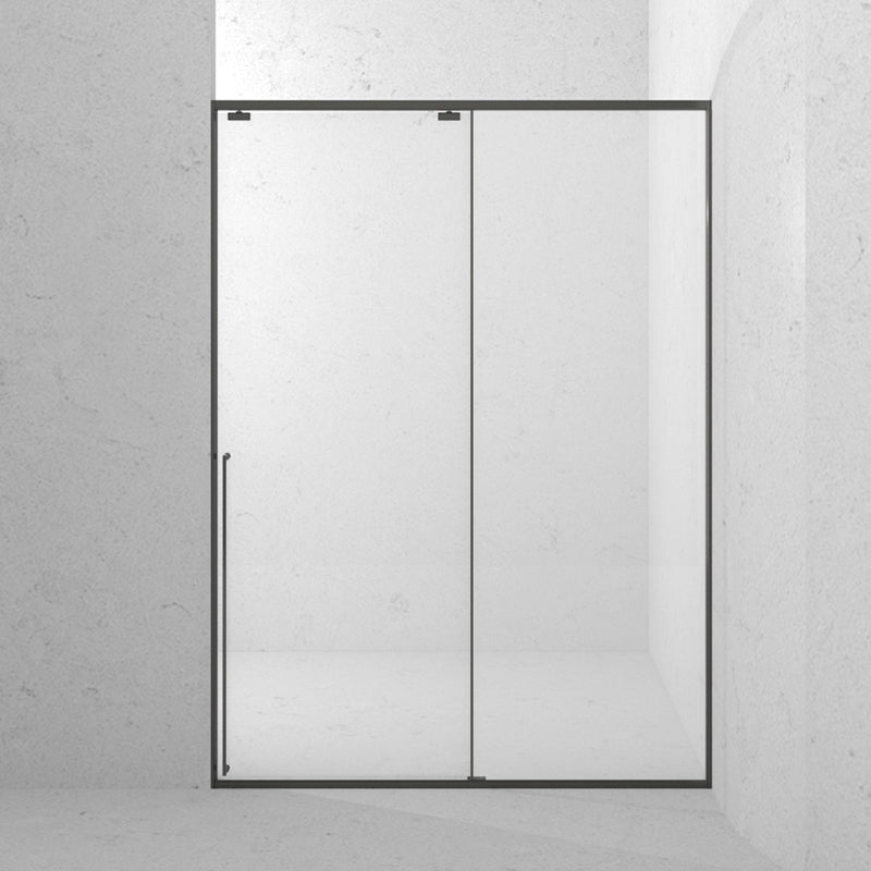 Gray Semi Frameless Narrow Bezel Single Sliding Glass Shower Door