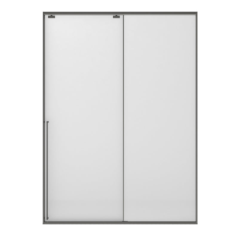Gray Semi Frameless Narrow Bezel Single Sliding Glass Shower Door