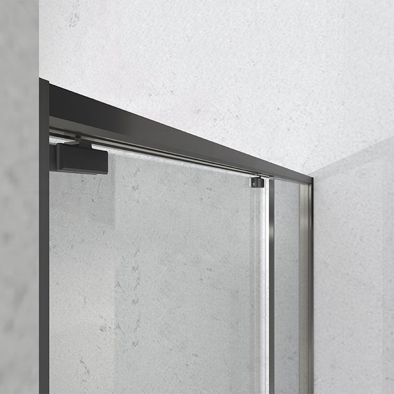 Gray Semi Frameless Narrow Bezel Single Sliding Glass Shower Door