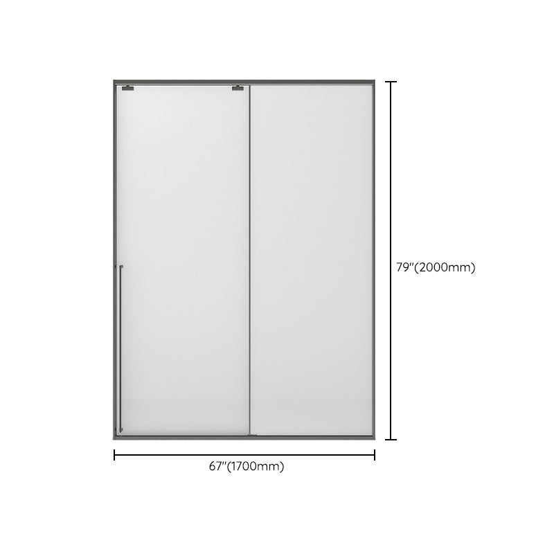 Gray Semi Frameless Narrow Bezel Single Sliding Glass Shower Door