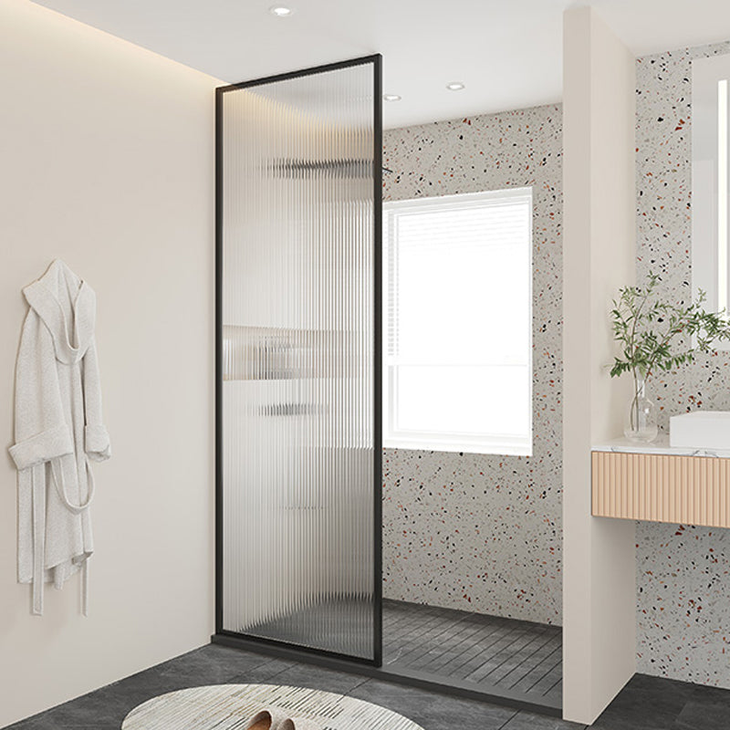 Black Full Frame Stainless Steel Glass Shower Screen, Fixed Semi Isolated Shower Screen