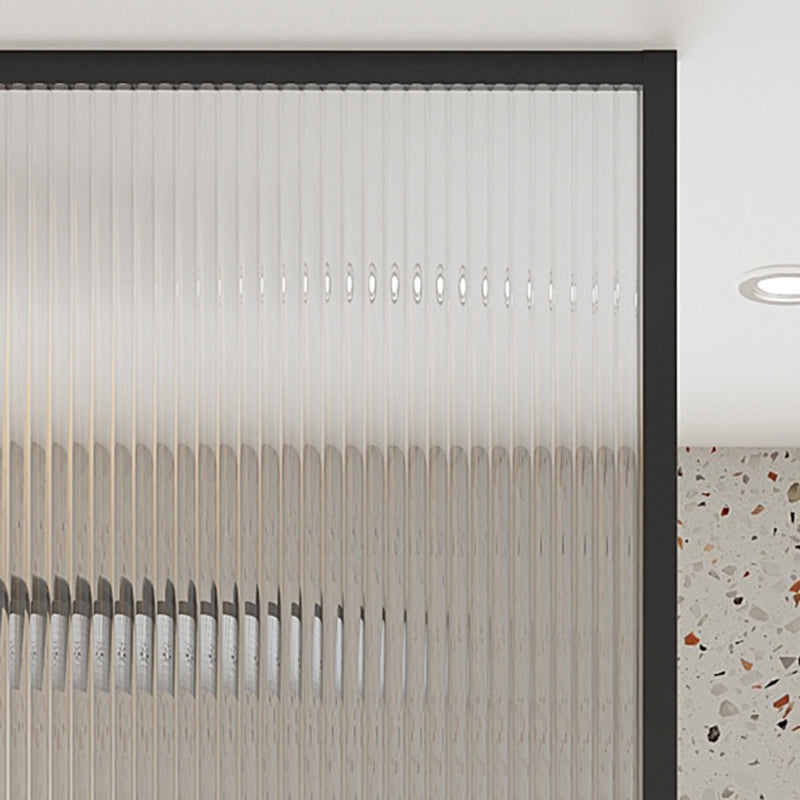 Black Full Frame Stainless Steel Glass Shower Screen, Fixed Semi Isolated Shower Screen