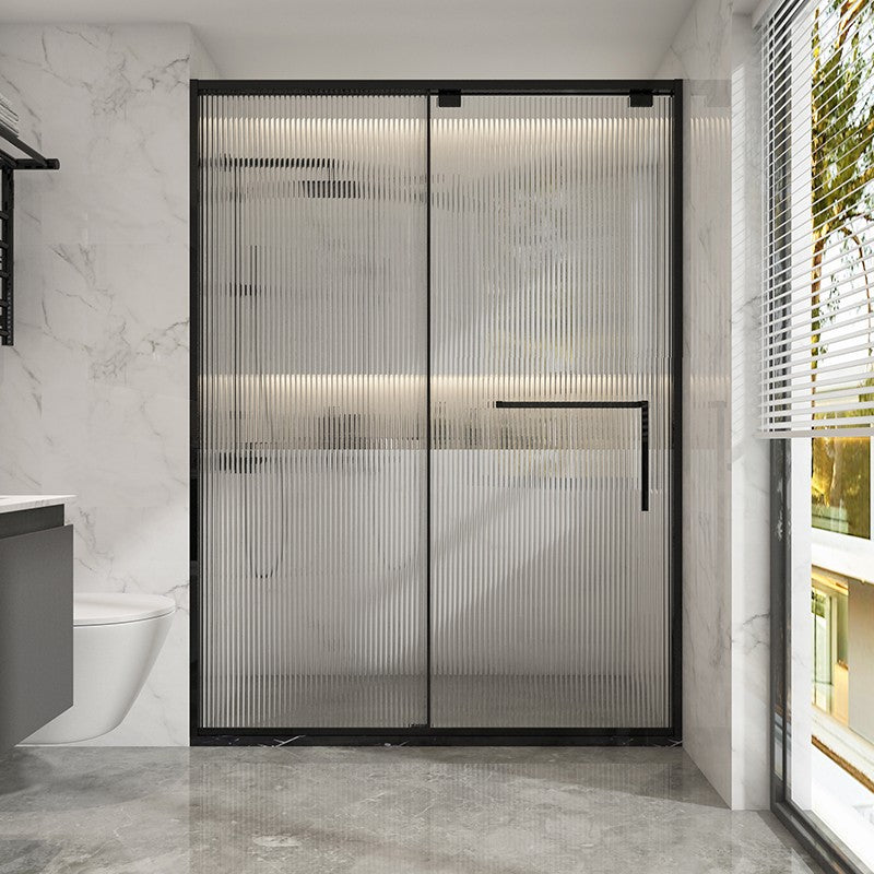 Black Stainless Steel Narrow Frame Semi Frameless Single Swing Shower Door