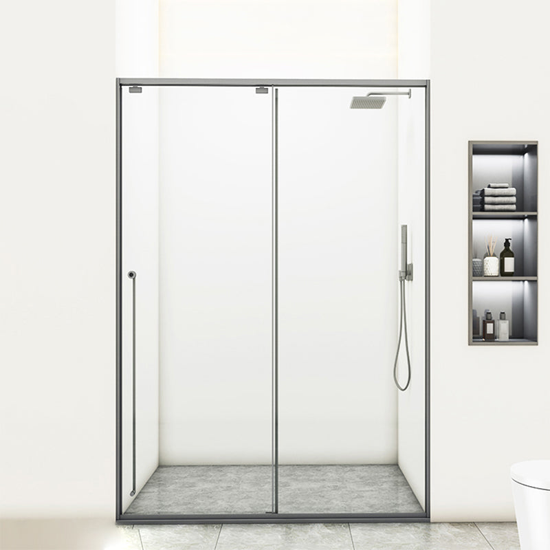 Gray Semi Frameless Stainless Steel Single Move Tempered Glass Shower Door
