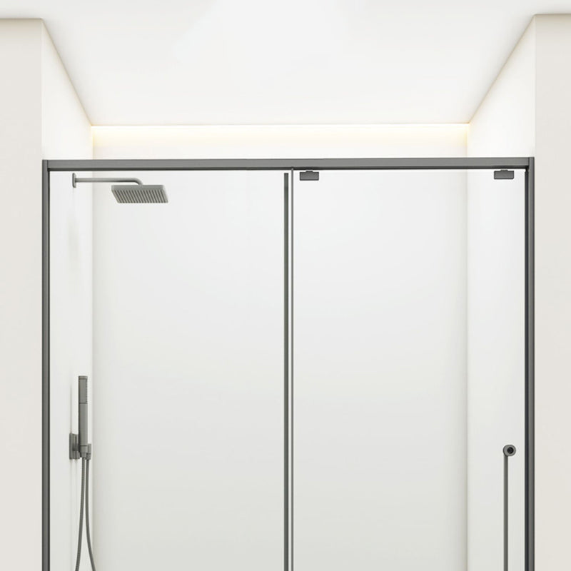 Gray Semi Frameless Stainless Steel Single Move Tempered Glass Shower Door