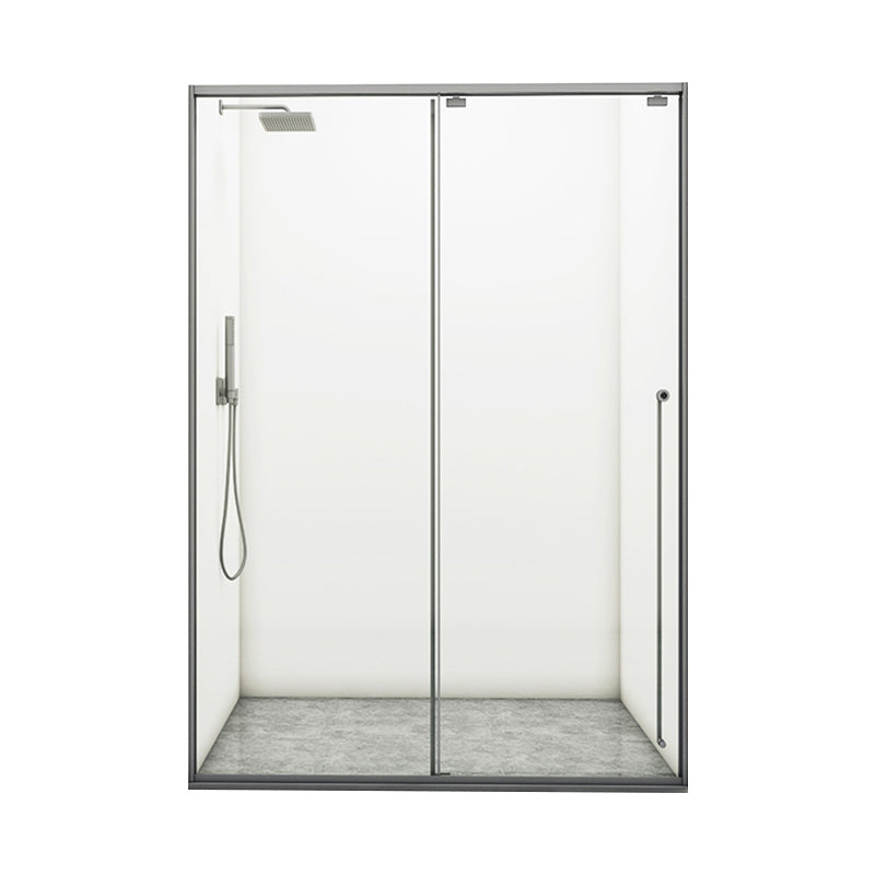 Gray Semi Frameless Stainless Steel Single Move Tempered Glass Shower Door