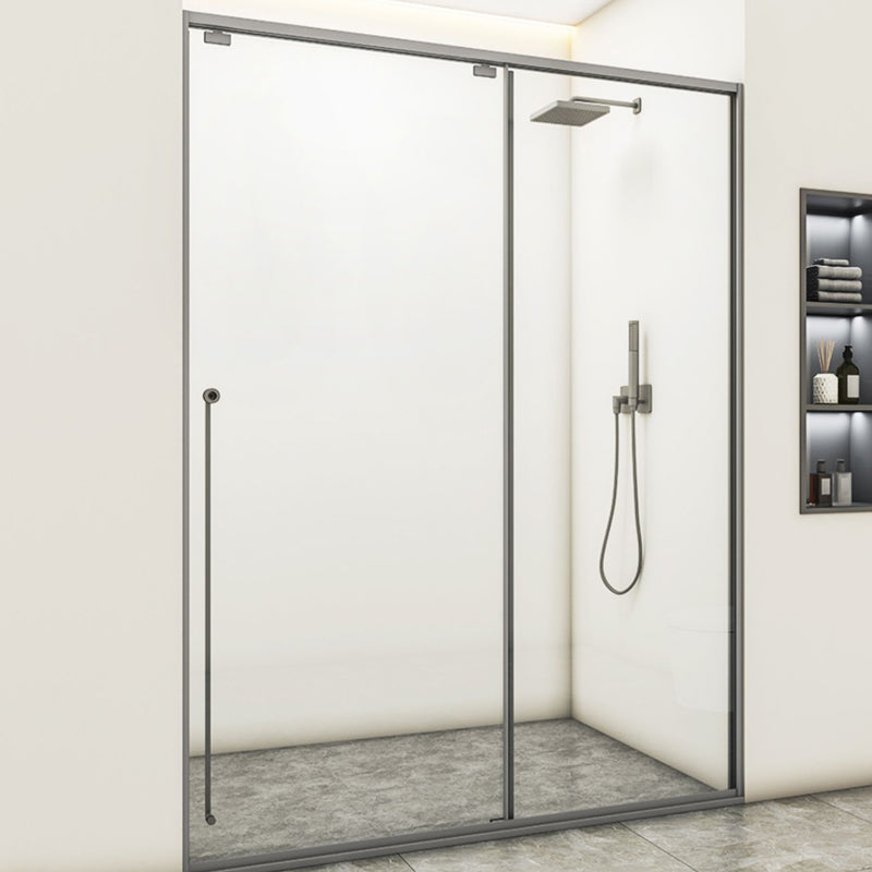 Gray Semi Frameless Stainless Steel Single Move Tempered Glass Shower Door