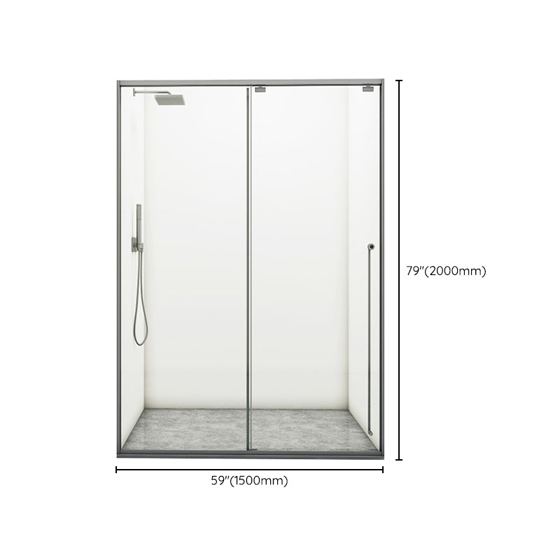 Gray Semi Frameless Stainless Steel Single Move Tempered Glass Shower Door