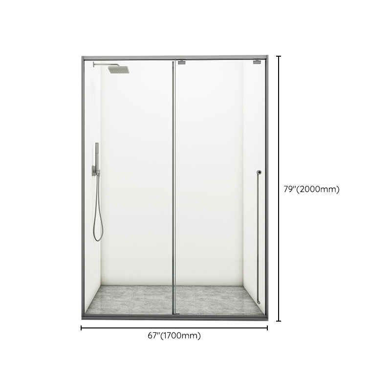 Gray Semi Frameless Stainless Steel Single Move Tempered Glass Shower Door