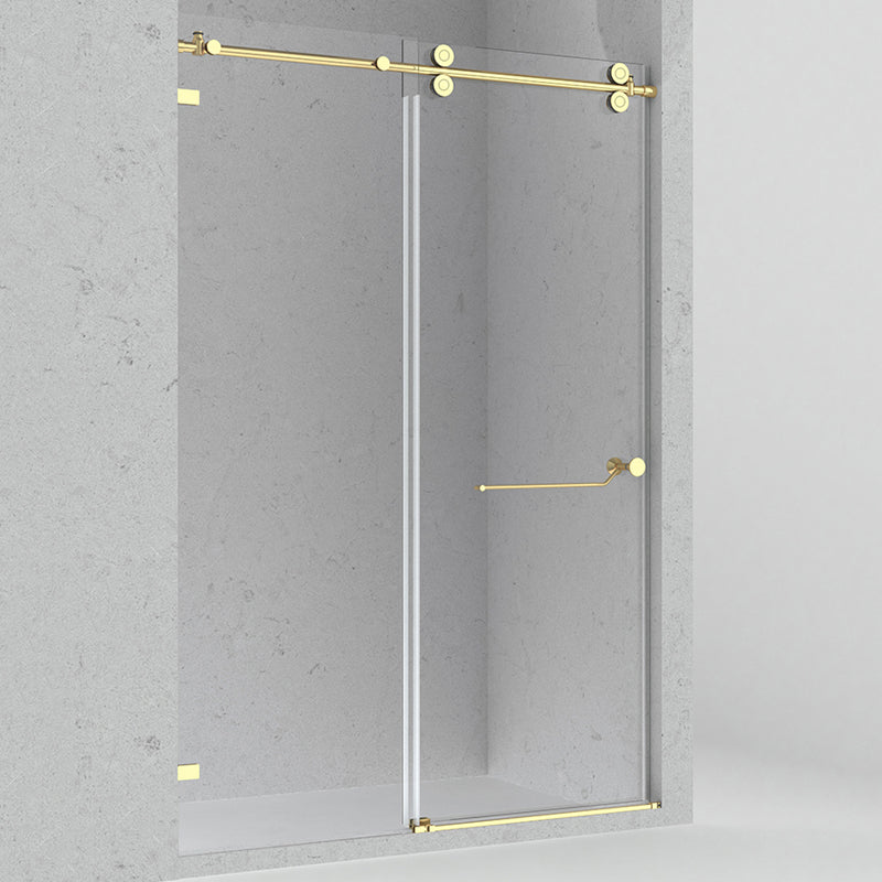 Minimalist Stainless Steel Hanging Wheel Frameless Single Sliding Shower Door