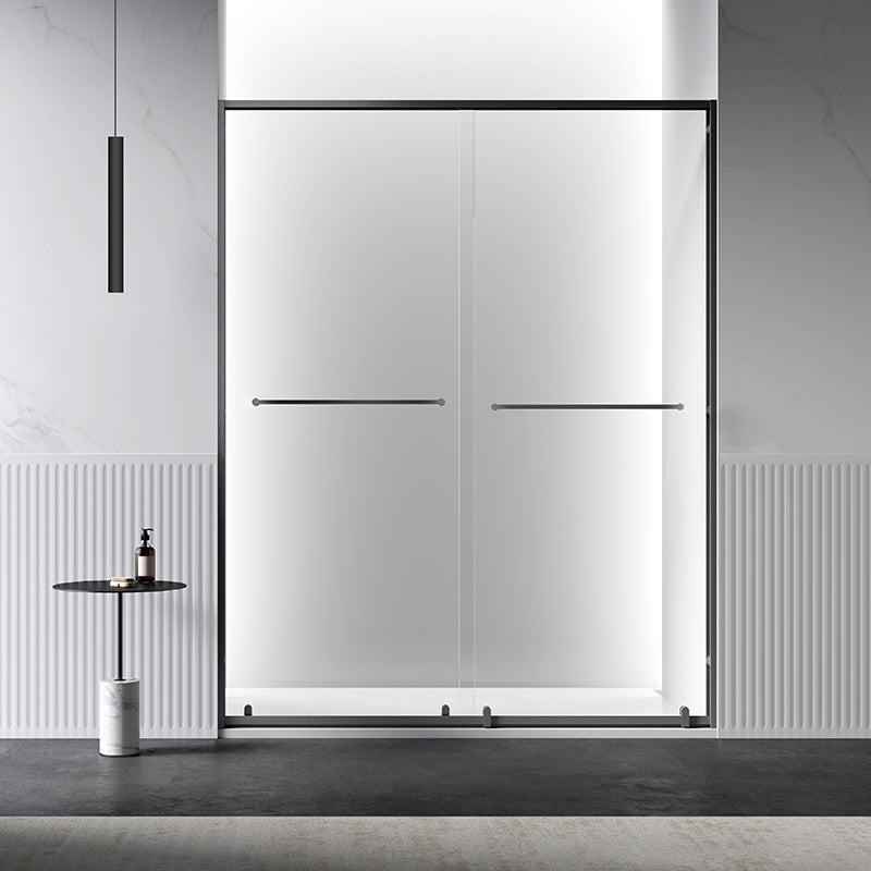 Double Shift Semi Frameless Narrow Bezel Tempered Glass Shower Door