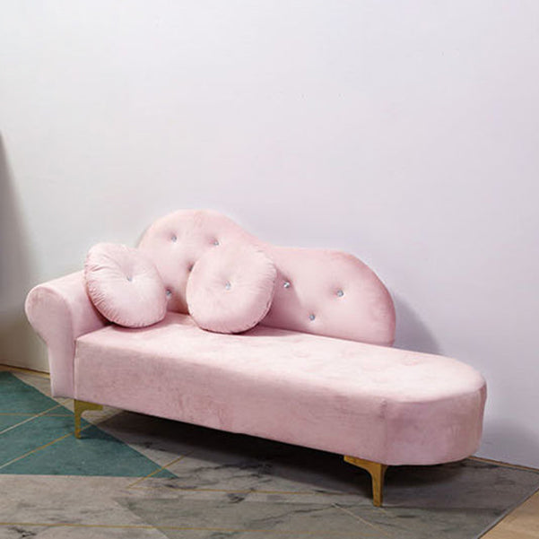 Glam Cushioned Chaise Lounge Round Arms Lounge with 2 Pillows for Living Room