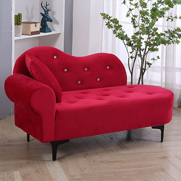 Glam Cushioned Chaise Lounge Round Arms Lounge with 2 Pillows for Living Room