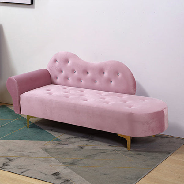 Glam Cushioned Chaise Lounge Round Arms Lounge with 2 Pillows for Living Room