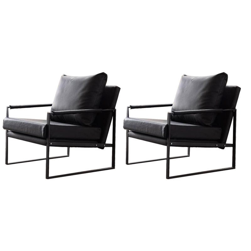 Industrial Metal Armchair Leather Upholstered Accent Armchair