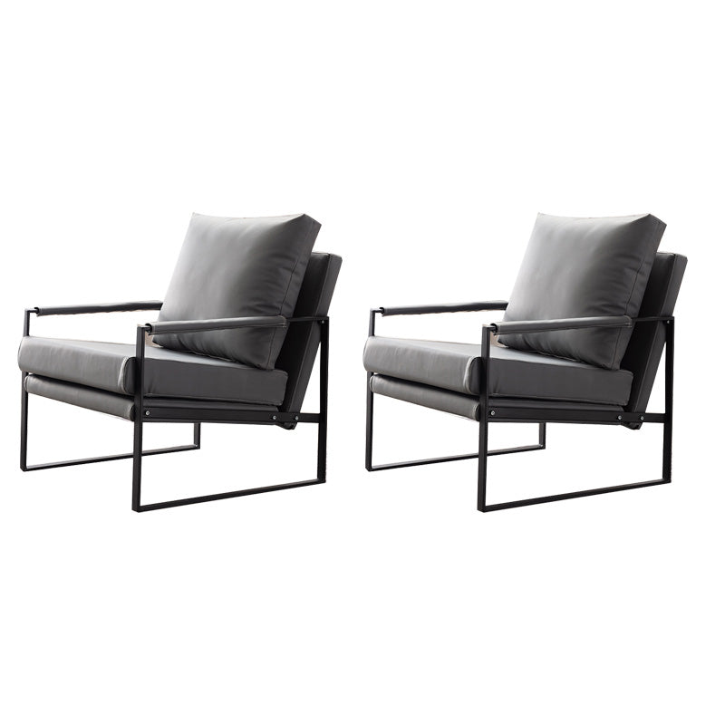Industrial Metal Armchair Leather Upholstered Accent Armchair