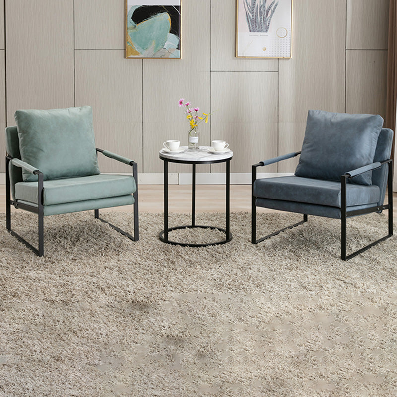 Industrial Metal Armchair Leather Upholstered Accent Armchair
