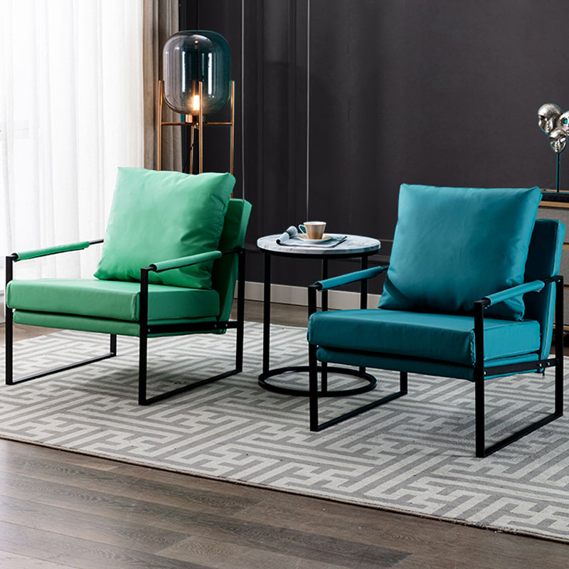 Industrial Metal Armchair Leather Upholstered Accent Armchair
