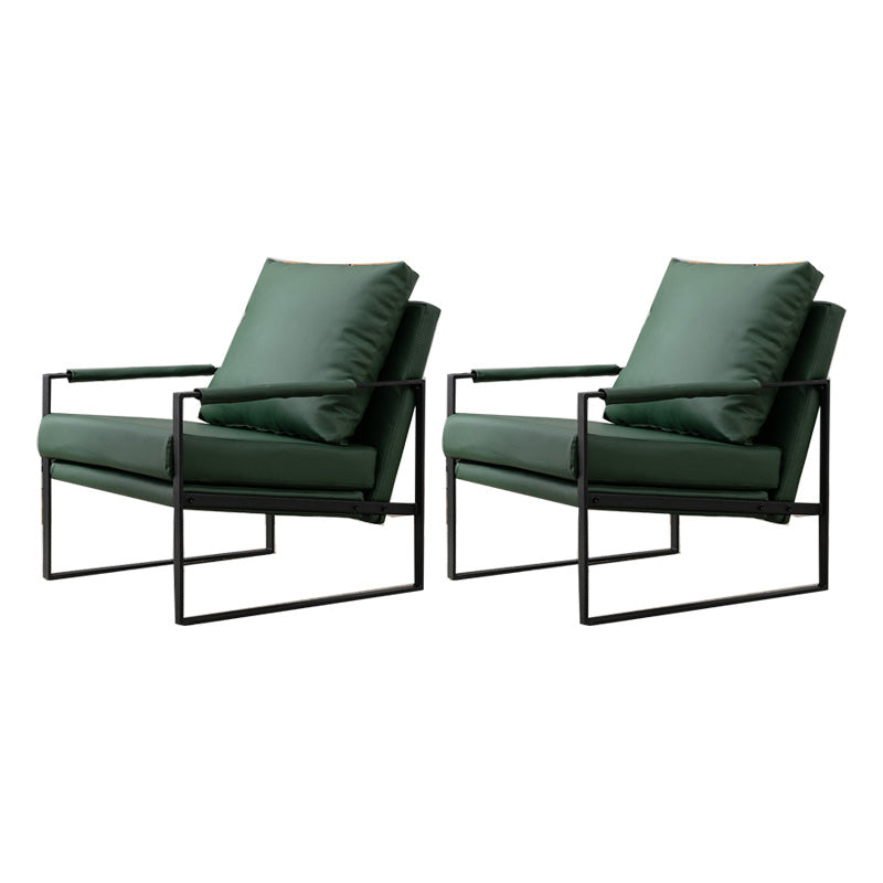 Industrial Metal Armchair Leather Upholstered Accent Armchair