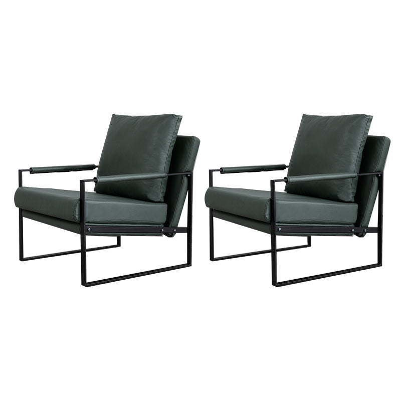 Industrial Metal Armchair Leather Upholstered Accent Armchair