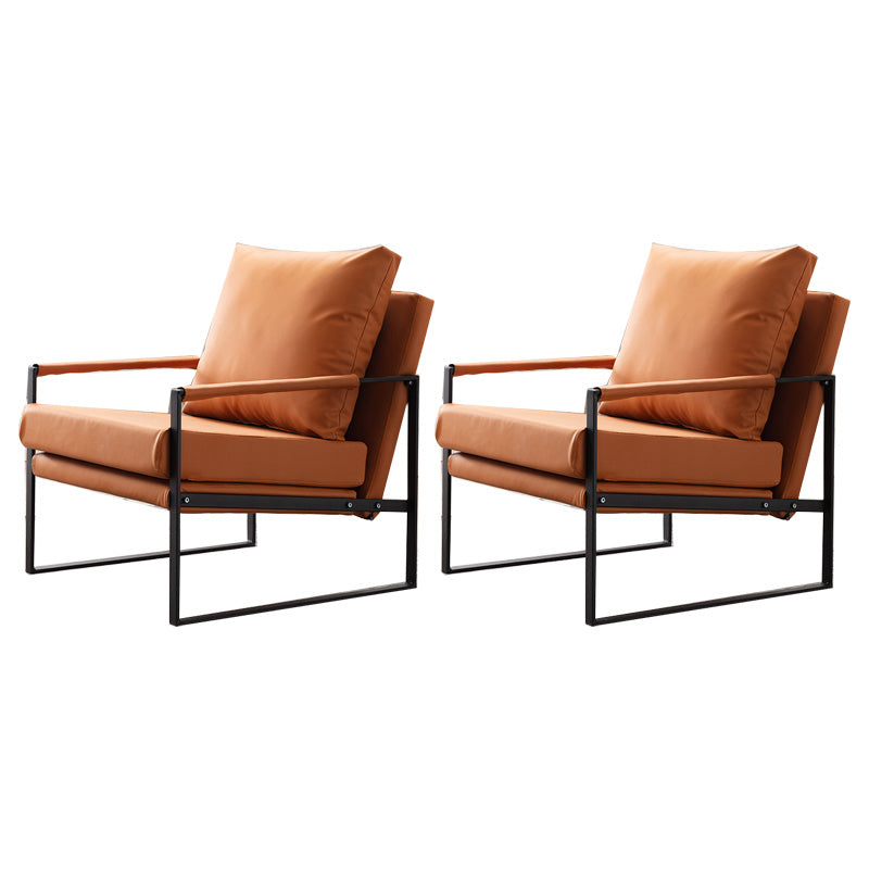 Industrial Metal Armchair Leather Upholstered Accent Armchair