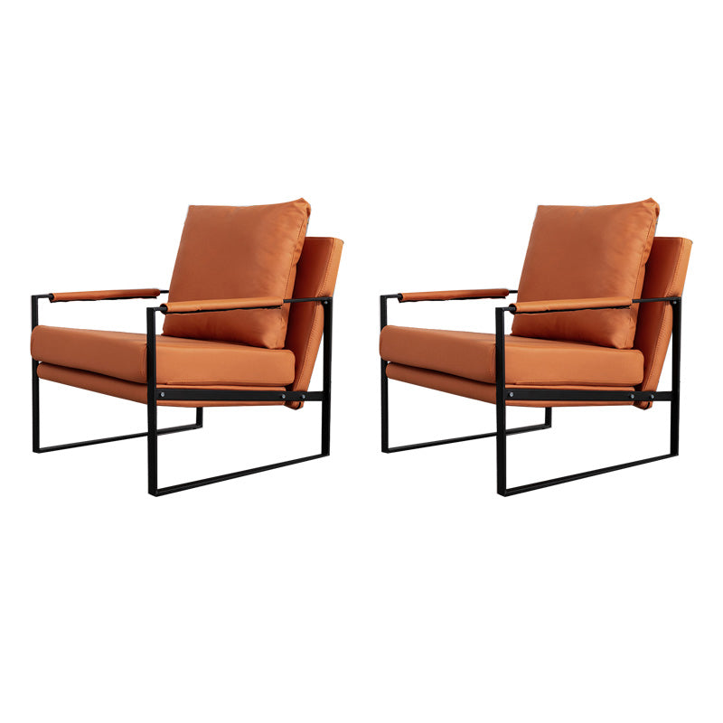 Industrial Metal Armchair Leather Upholstered Accent Armchair
