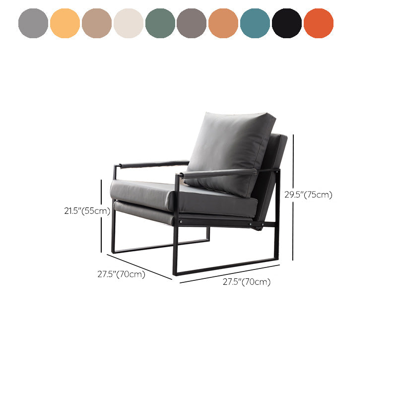 Industrial Metal Armchair Leather Upholstered Accent Armchair