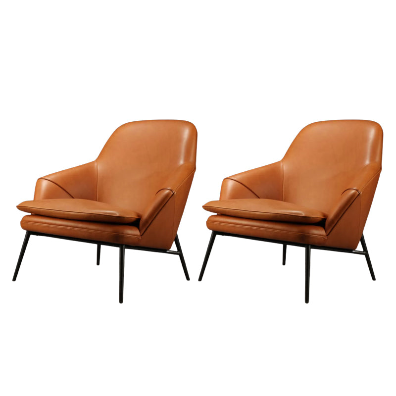 Mid-century Faux Leather ArmChair Fixed Back Flared Arms Chair