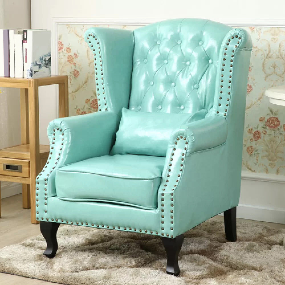 Mid-century Modern Rolled Arms Wingback Chair Tufted Back Nailhead Trim Chair