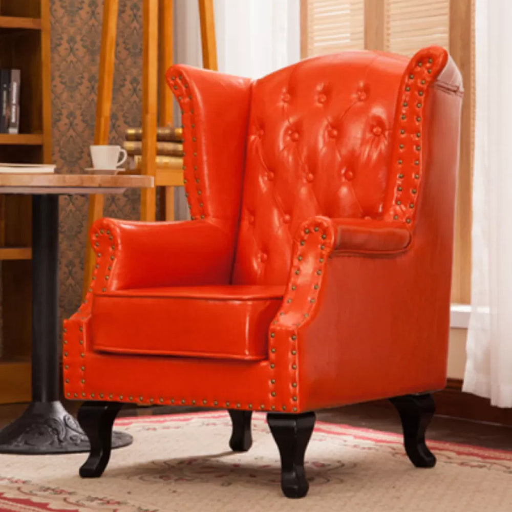 Mid-century Modern Rolled Arms Wingback Chair Tufted Back Nailhead Trim Chair