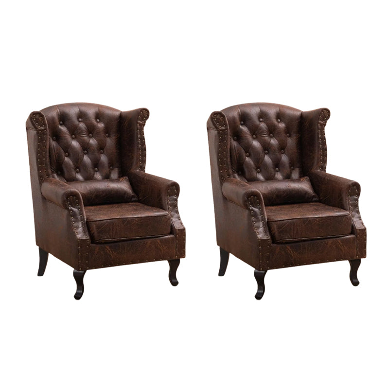 Mid-century Modern Rolled Arms Wingback Chair Tufted Back Nailhead Trim Chair