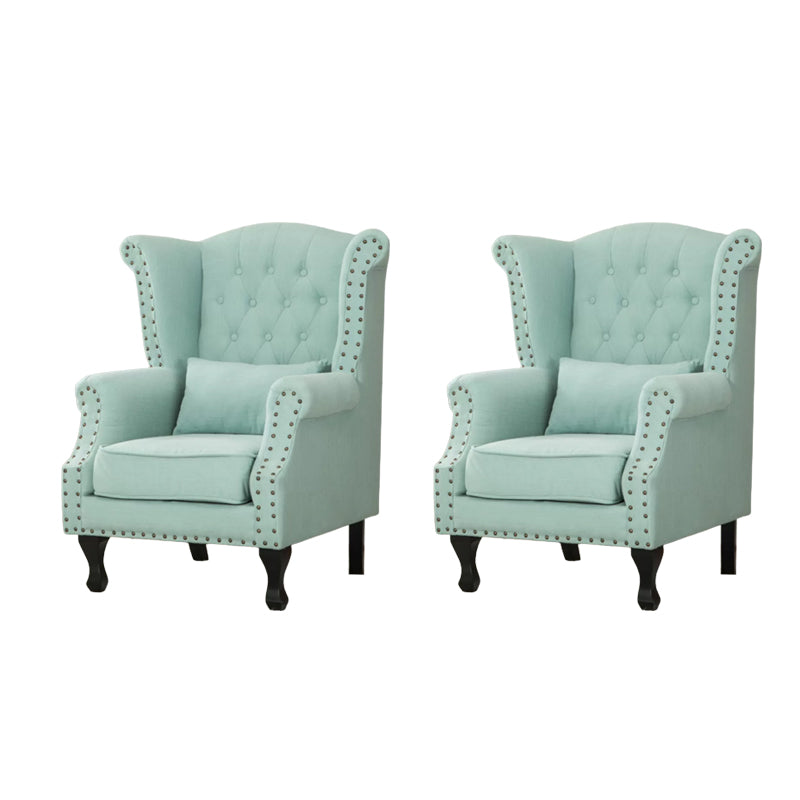 Mid-century Modern Rolled Arms Wingback Chair Tufted Back Nailhead Trim Chair