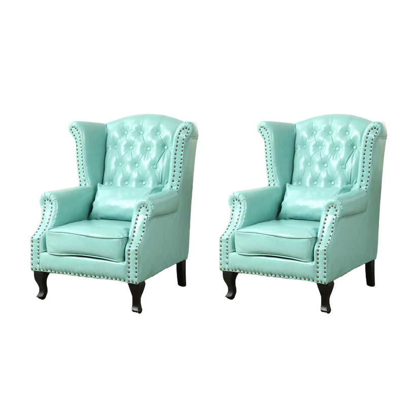 Mid-century Modern Rolled Arms Wingback Chair Tufted Back Nailhead Trim Chair