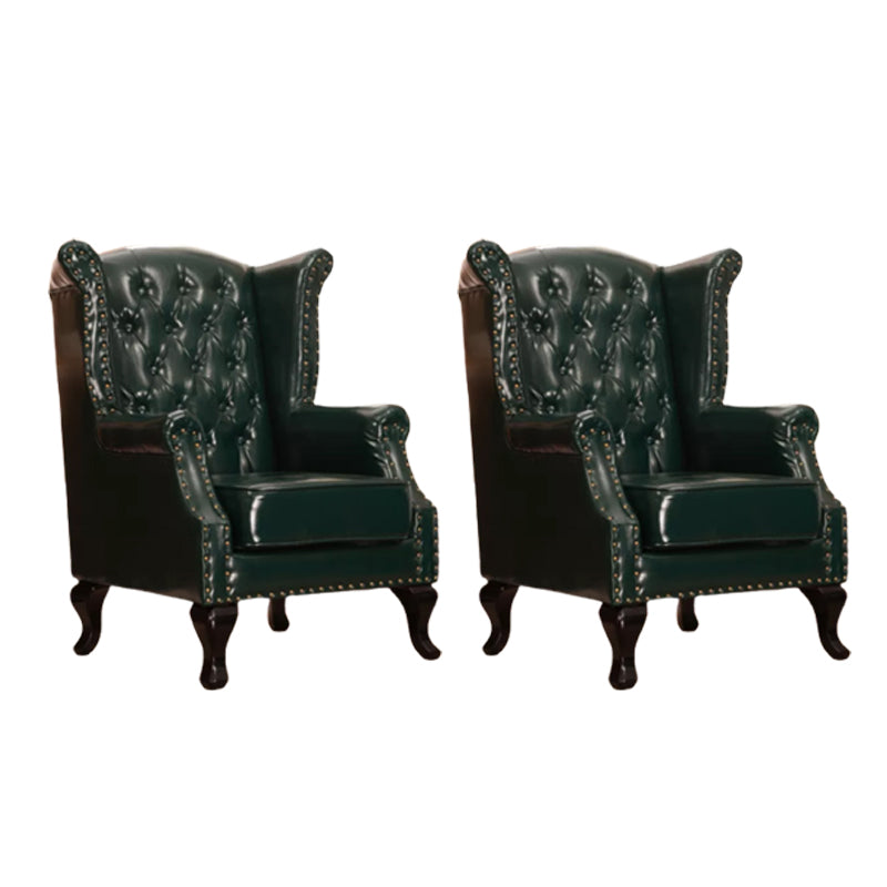 Mid-century Modern Rolled Arms Wingback Chair Tufted Back Nailhead Trim Chair