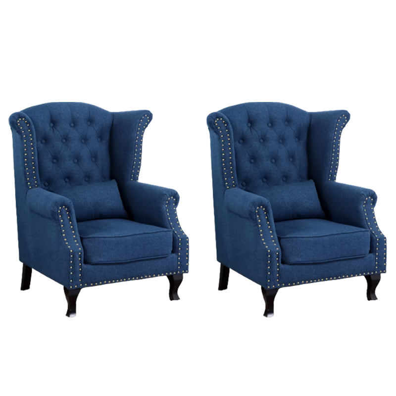 Mid-century Modern Rolled Arms Wingback Chair Tufted Back Nailhead Trim Chair