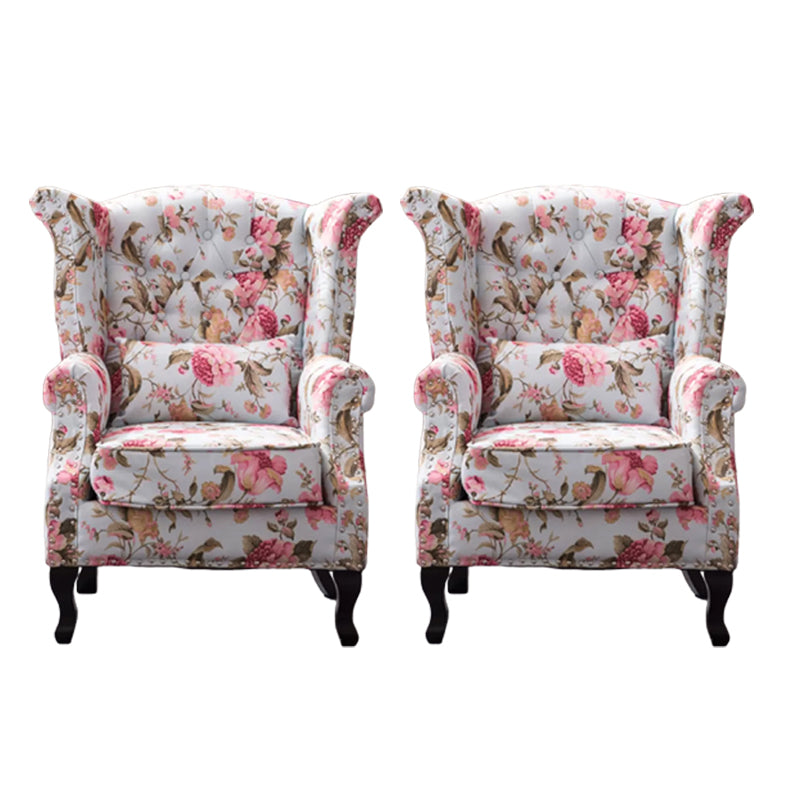 Mid-century Modern Rolled Arms Wingback Chair Tufted Back Nailhead Trim Chair