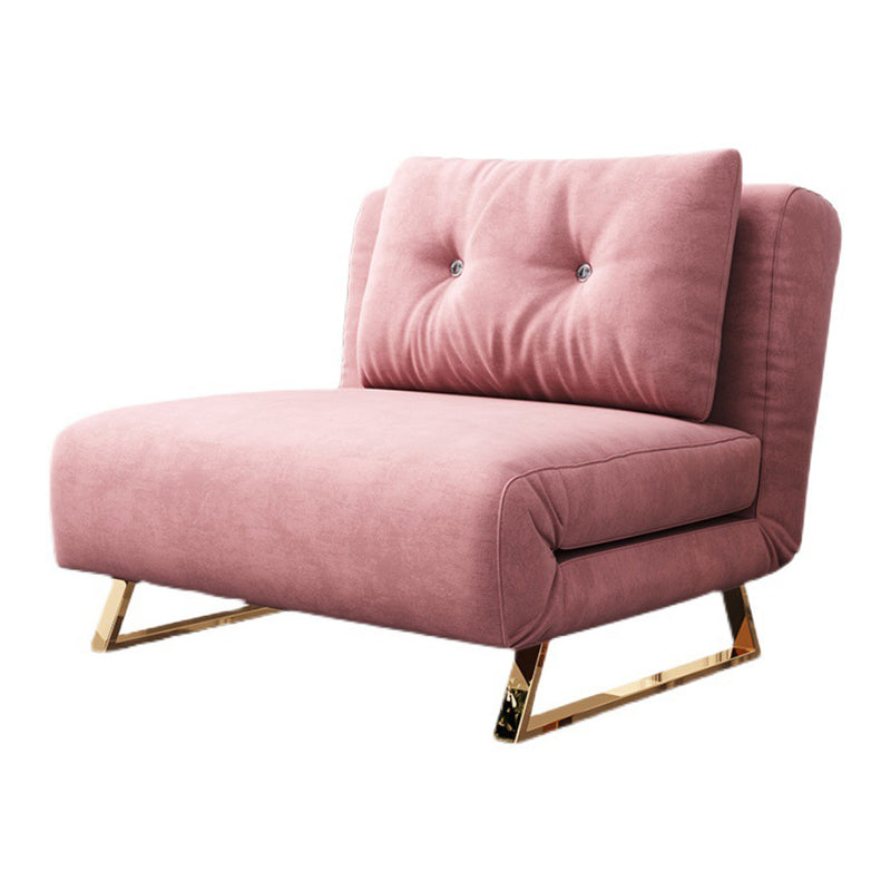 Glam Style Sled Convertible Chair Tufted Back Armless Chair in Pink
