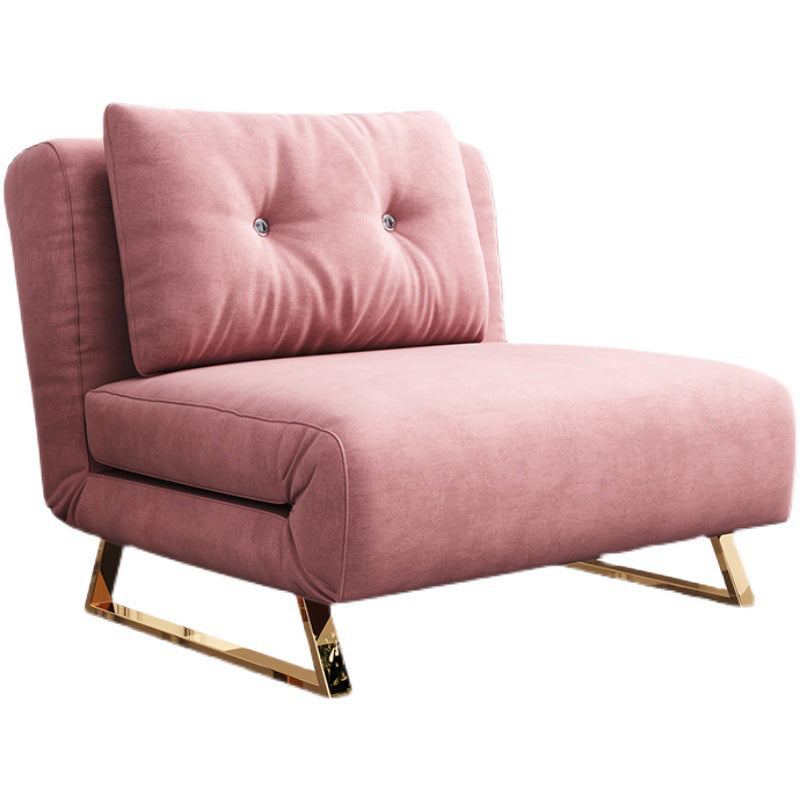 Glam Style Sled Convertible Chair Tufted Back Armless Chair in Pink