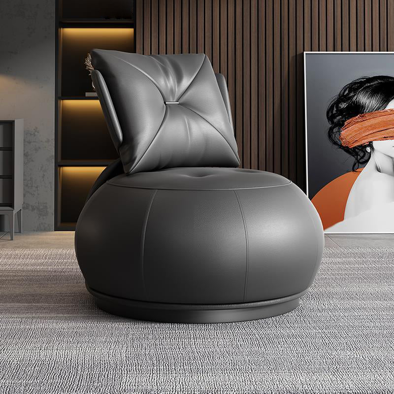 Modern Pillow Back Armless Leather Living Room Parsons Chair