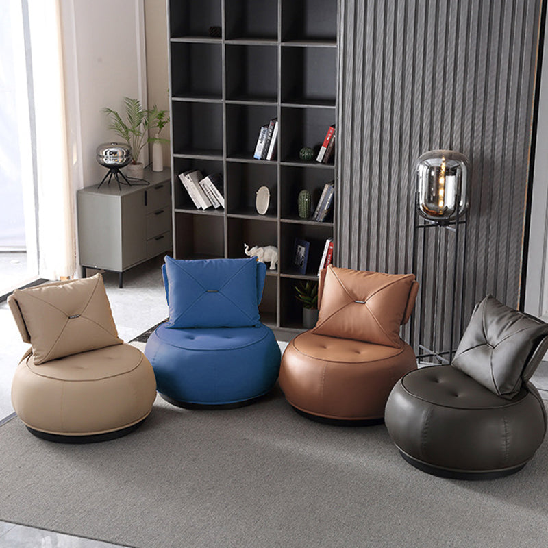 Modern Pillow Back Armless Leather Living Room Parsons Chair